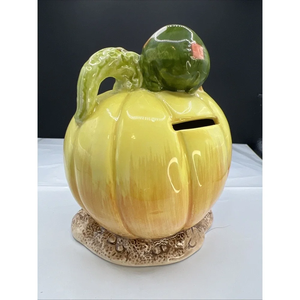 Vtg 1983 Gorham Merry-Mouse Pumpkin Ceramic Coin Bank Priscilla Hillman Japan